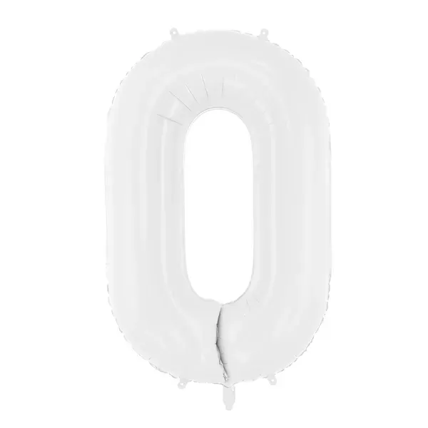 0. szám, fólia lufi, 86 cm, fehér
