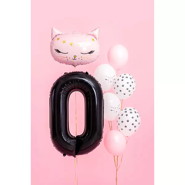 0. szám, fólia lufi, 86 cm, fekete