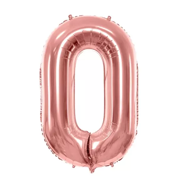 0. szám, fólia lufi, 86 cm, rosegold