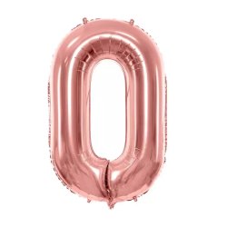 0. szám, fólia lufi, 86 cm, rosegold