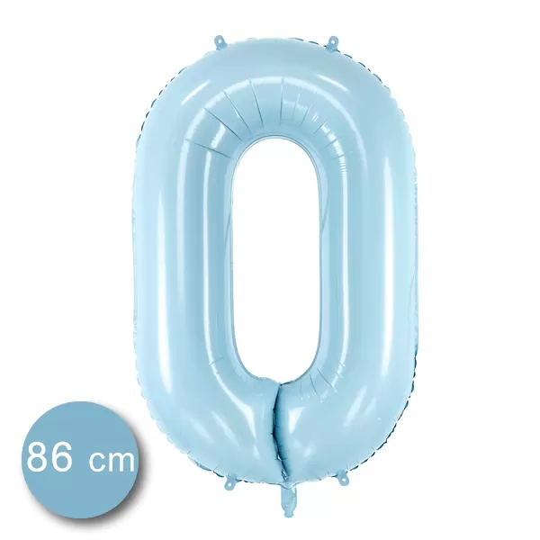 0. szám, fólia lufi, 86 cm, világos kék