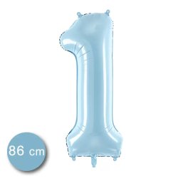 1. szám, fólia lufi, 86 cm, világos kék