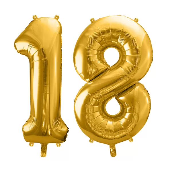 18-as arany szám fólia lufi