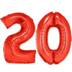 20-as piros szám fólia lufi