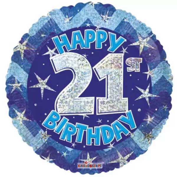21. Évszámos lufi, hologramos kék fólia, happy b.