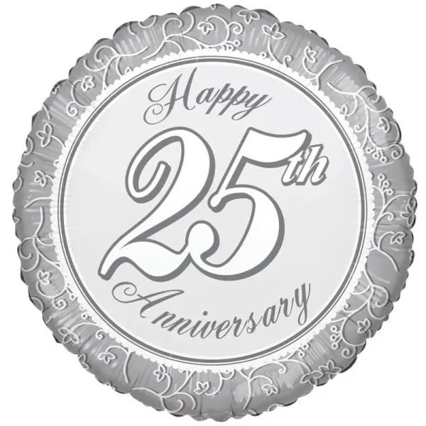 25. évfordulós fólia lufi, ezüst