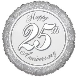 25. évfordulós fólia lufi, ezüst