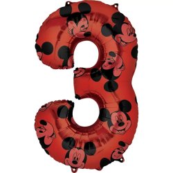 3. szám, fólia lufi, Mickey  Mosue Forever, 66 cm