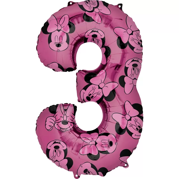 3. szám, fólia lufi, Minnie  Mosue Forever, 66 cm