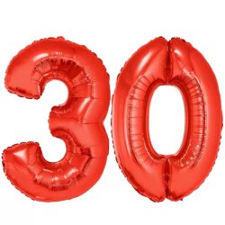 30-as piros szám fólia lufi