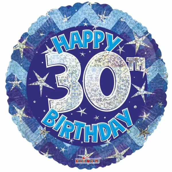 30. Évszámos lufi, hologramos kék fólia, happy b.