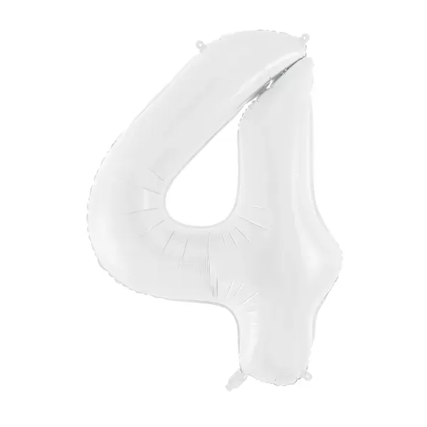 4. szám, fólia lufi, 86 cm, fehér