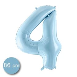4. szám, fólia lufi, 86 cm, világos kék