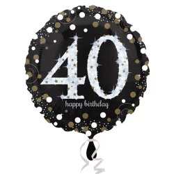 40. évszámos fólia lufi, gömb, HB, fekete