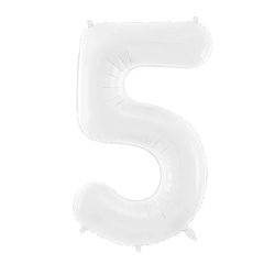 5. szám, fólia lufi, 86 cm, fehér