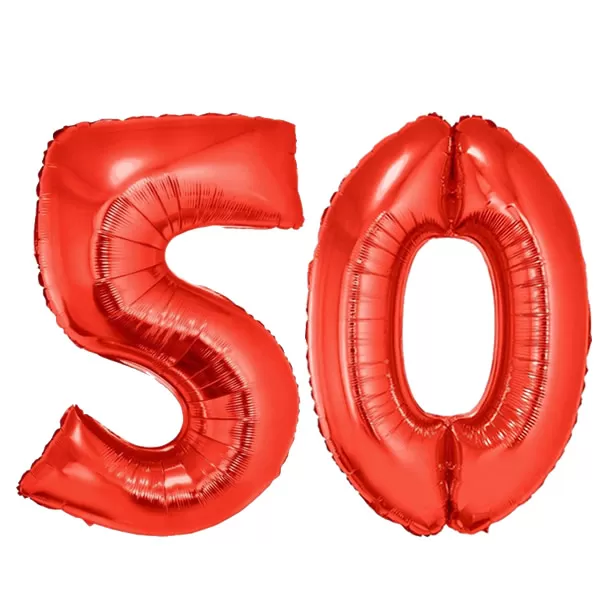 50-es piros szám fólia lufi
