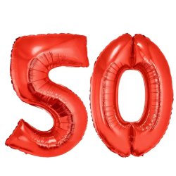 50-es piros szám fólia lufi