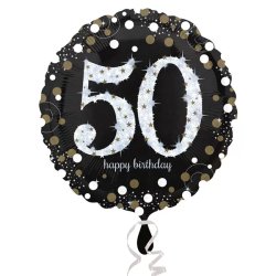 50. évszámos fólia lufi, gömb, HB, fekete