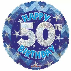 50. Évszámos lufi, hologramos kék fólia, happy b.
