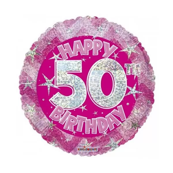 50. Évszámos lufi, hologramos pink fólia, happy b.