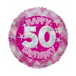 50. Évszámos lufi, hologramos pink fólia, happy b.