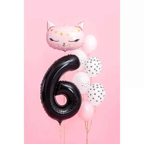6. szám, fólia lufi, 86 cm, fekete