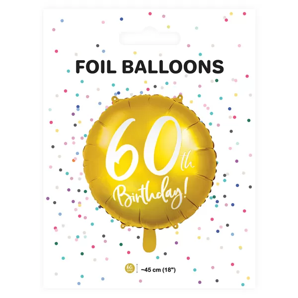 60. Évszámos lufi, fólia, arany, happy b, 18