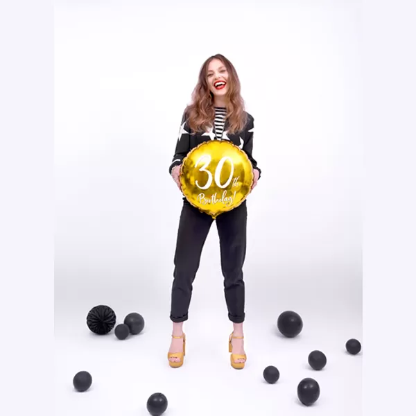 60. Évszámos lufi, fólia, arany, happy b, 18