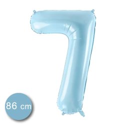 7. szám, fólia lufi, 86 cm, világos kék
