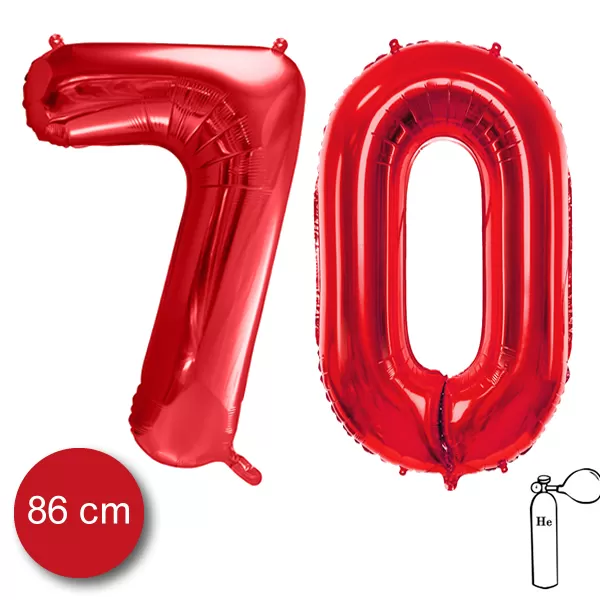 70-es piros szám fólia lufi