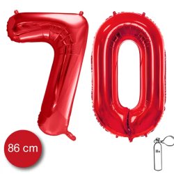 70-es piros szám fólia lufi