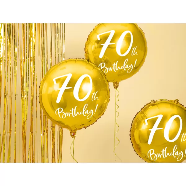 70. Évszámos lufi, fólia, arany, happy b, 18