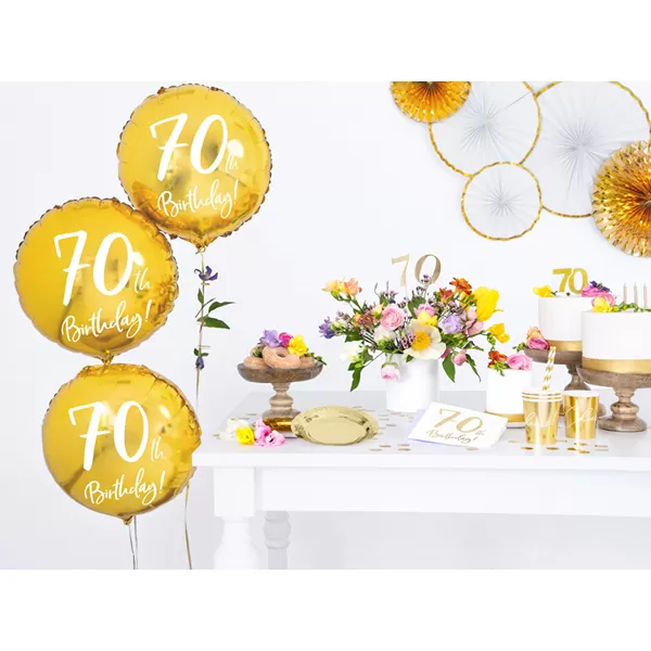70. Évszámos lufi, fólia, arany, happy b, 18