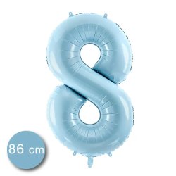 8. szám, fólia lufi, 86 cm, világos kék
