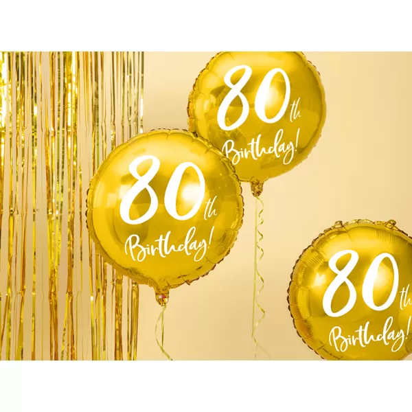 80. Évszámos lufi, fólia, arany, happy b, 18