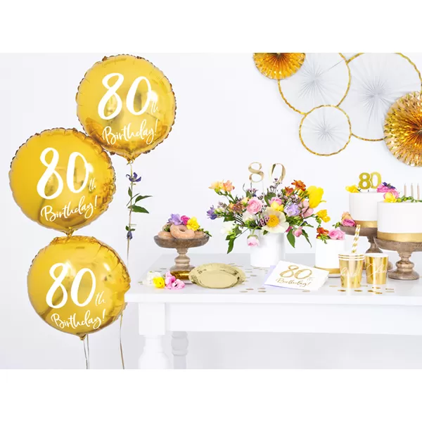 80. Évszámos lufi, fólia, arany, happy b, 18