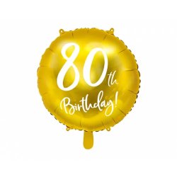 80. Évszámos lufi, fólia, arany, happy b, 18