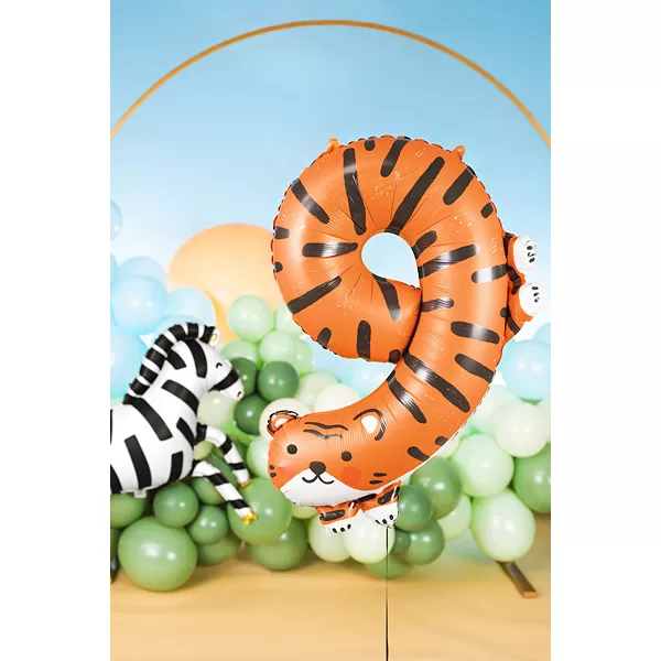 9.  szám, fólia lufi, Tigris, 90 cm