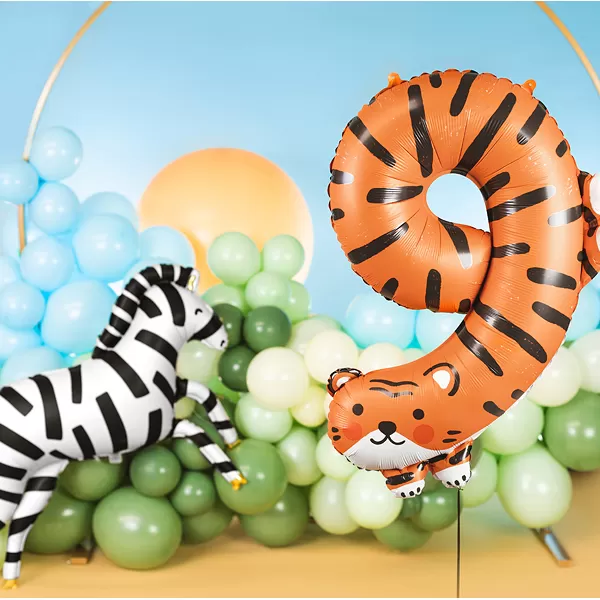 9.  szám, fólia lufi, Tigris, 90 cm