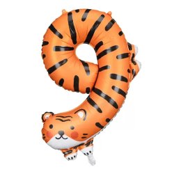 9.  szám, fólia lufi, Tigris, 90 cm