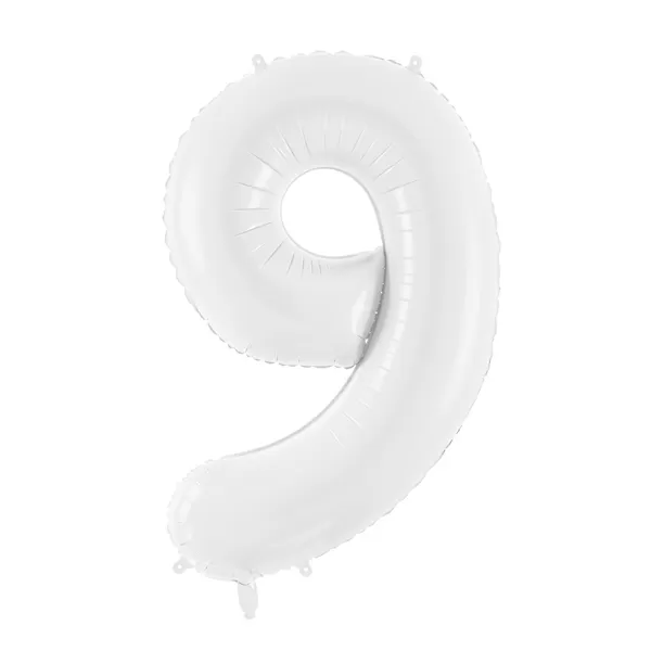 9. szám, fólia lufi, 86 cm, fehér