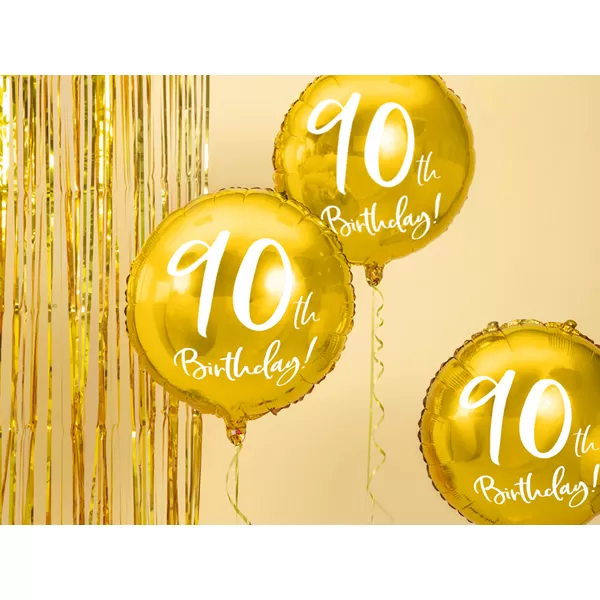 90. Évszámos lufi, fólia, arany, happy b, 18