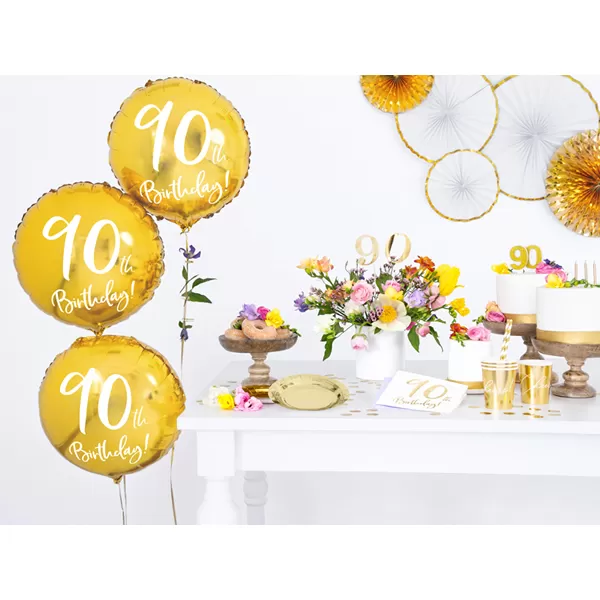90. Évszámos lufi, fólia, arany, happy b, 18