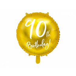 90. Évszámos lufi, fólia, arany, happy b, 18