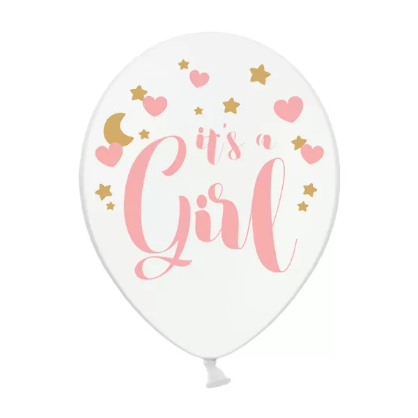 Babaváró latex léggömb, It's a girl, 5db/cs