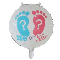 Babváró léggömb, He or She felirattal,  45 cm, csomagolt