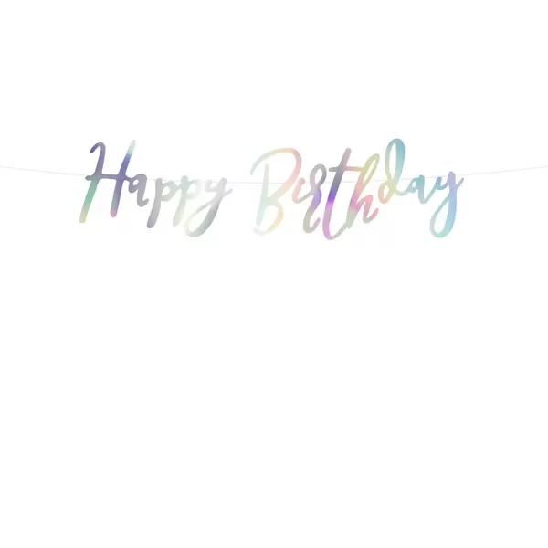 Banner, Happy birthday, gyöngyház, 16.5 cm x 62cm