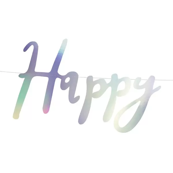 Banner, Happy birthday, gyöngyház, 16.5 cm x 62cm