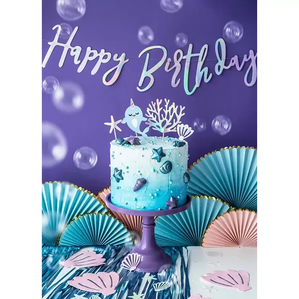 Banner, Happy birthday, gyöngyház, 16.5 cm x 62cm