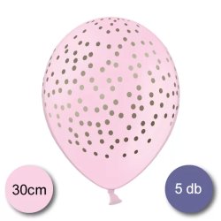 Bébi pink lufi,  arany pöttyökkel, 5 db/cs